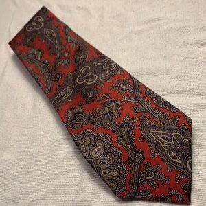 Burberry all silk, red tie.